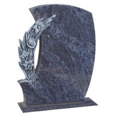 Coral Blue Carved Floral Headstone