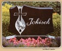 Jet Black Carved White Cross Headstone